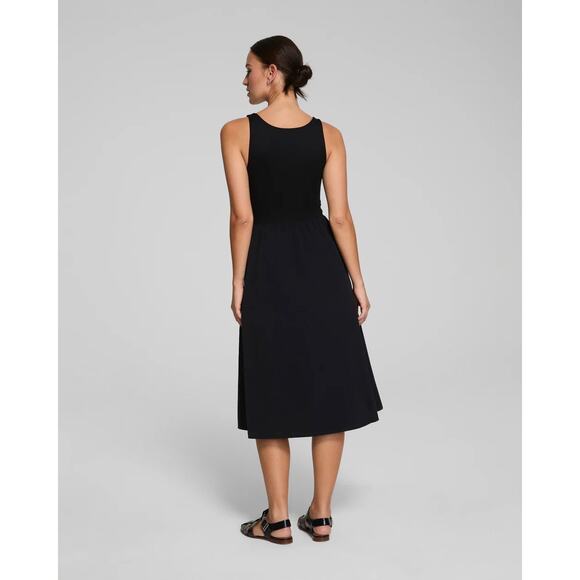 Spanx Black Midi Dress Size Medium Jersey Scoop Neck Tank - Picture 3 of 11